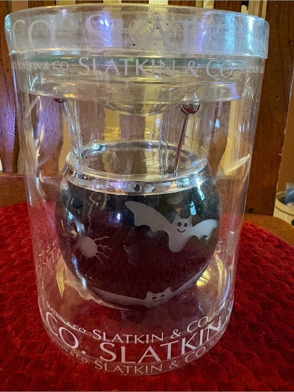 Rare Slatkin & Co Halloween Bat Spider Tealight Oil Warmer NIB w/ Original Tube